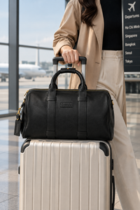 Black Genuine Leather Luxury Sport Duffel <b>Bag</b> Vintage Travel Weekender Gym <b>Overnight</b> Durable Large Capacity Zipper Soft Handle - Product Image 5