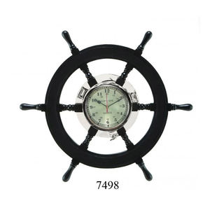 Roue de navires nautiques marins antiques en bois avec moyeu en bois Laiton polonais et décoratif Design moderne Collection nautique à vendre - Product Image 3