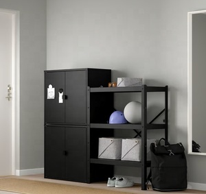 "Black Metal Storage <b>Cabinet</b> with Shelves and Doors Modern Design Perfect for Organizing Office or Home Spaces" - Product Image 2