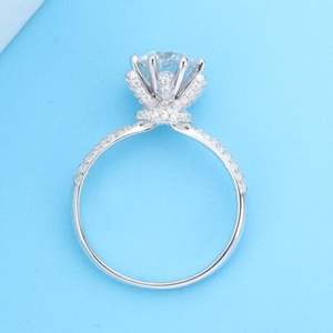 แหวนมงกุฎมอยซาไนต์โรสโกลด์ 14K สำหรับผู้หญิง RITZIN สุดหรู ดีไซน์โดดเด่น เหมาะสำหรับงานหมั้นและงานแต่งงาน - Product Image 4