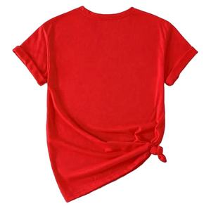 T-shirt unisexe rouge à manches courtes avec imprimé panda sur la poche, haut décontracté d'été 100% coton, design cartoon, logo sur le devant - Product Image 2
