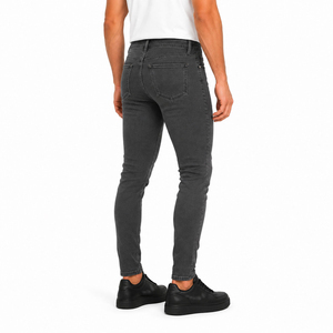 Jeans de Algodón para Hombre, Corte Slim Fit, Lavado Oscuro, Cintura Media, Cierre de Botones, Estilo Casual, Color Sólido, Bolsillos, Tejido Transpirable - Product Image 3