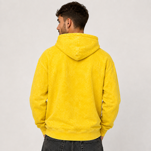 Sweat à capuche vintage pour homme, style streetwear, coupe oversize, en coton épais délavé, broderie personnalisée, vêtements tendance en gros - Product Image 2