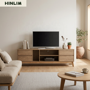 Modern Durable Wood <b>TV</b> <b>Stand</b> 65 in and up Scandinavian Style Living Room Furniture with Storage Drawers and Shelves Freestanding - Product Image 4