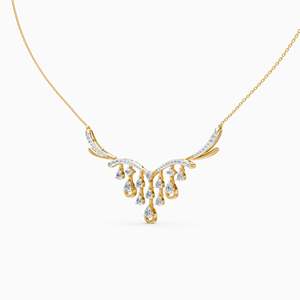 Collar Clásico Unisex de Oro Sólido de 14K con Diamantes Naturales de Corte Pera Intenso y Elegante, Chapado en Oro de 18K, Estilo Vintage - Product Image 3