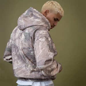 Sweat à capuche camouflage pour homme, manches longues, coton et polyester, coupe ample, avec logo personnalisé - Product Image 5