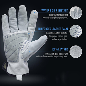 Gants de soudage en cuir, nouveau design, protection du pouce, élastique, protection arrière en TPR, certifiés anti-coupure pour le soudage - Product Image 2