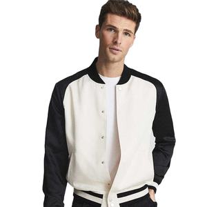 Veste de baseball de style streetwear pour homme, logo personnalisé, manches contrastées, col montant, style décontracté, mode streetwear, vente en gros - Product Image 1