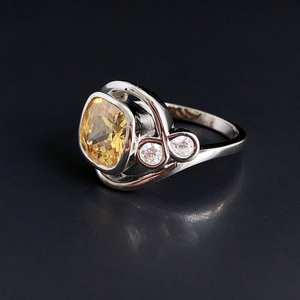 Anillo de Plata de Ley con Citrino Amarillo Vitality, Piedra de Nacimiento de Noviembre, Regalo de 13.º Aniversario de Bodas para Mujer - Product Image 2