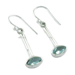 ต่างหูแฮนด์เมดทำมือสีฟ้าสวยโทแพซ925เงินสเตอร์ลิงต่างหูเงินทำมือต่างหูเงินทำมือผู้จัดจำหน่ายอินเดีย - Product Image 1