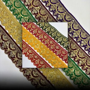 Dentelle miroir brodée de luxe sur mesure avec motif floral fait à la main 100% coton pour la décoration intérieure Accent - Product Image 4