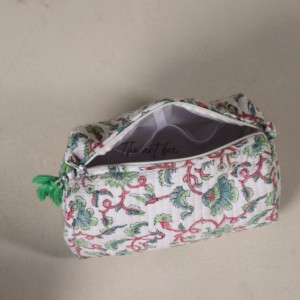 Sacs cosmétiques en coton matelassé imprimés à la main, assortiment en gros (lot de 3) - Product Image 2
