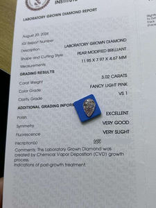 เพชรทรงลูกแพร์ 1.7 กะรัต ขายส่ง ได้รับการรับรองจาก IGI ความสะอาดระดับ VVS เพชรเม็ดเดี่ยวสำหรับทำเครื่องประดับ เพชรแฟนซีสีชมพู CVD ผลิตในห้องปฏิบัติการ - Product Image 2