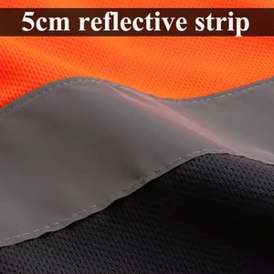 Chemise de travail unisexe bleu marine à manches longues, respirante, imperméable, coupe-vent, avec bandes réfléchissantes orange, uniforme de sécurité haute visibilité - Product Image 4