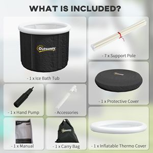 Vasca Portatile Nera per Immersione in Acqua Fredda con Coperchio Termico per il Recupero degli Atleti, Accessori per Bagno di Ghiaccio - Product Image 6