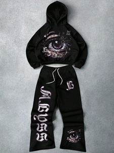 Survêtement d'hiver personnalisé pour homme à capuche, séchage rapide, respirant, écologique, lavage vintage, impression personnalisée, grandes tailles, OEM 2026 - Product Image 2