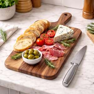 Tabla de cortar rectangular de madera con superficie lisa y duradera para preparar verduras, frutas, carne y pan, uso doméstico y comercial - Product Image 2