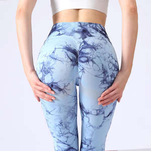 Leggings de sport décontractés pour femmes, taille mi-haute, sans coutures, respirants, écologiques, séchage rapide, pantalons de yoga, collants d'entraînement froncés, tricotés - Product Image 4