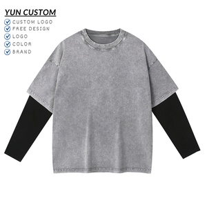 เสื้อยืดสไตล์ Y2K แบบสั่งทำโลโก้ เสื้อทรงหลวม ผ้าฝ้าย 100% ทรงบ็อกซี่ แขนสั้นสองชั้น แห้งเร็ว ผ่านการซักแล้ว ทรงพอดีตัว - Product Image 5
