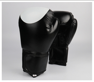 Gants de boxe en cuir noir 10oz à lacets, doigts entièrement couverts, pour adultes, équipement d'entraînement et de sparring - Product Image 5