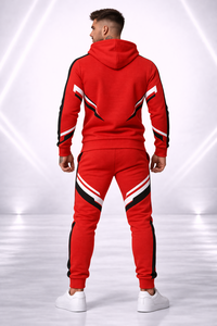 Conjunto Deportivo Rojo para Hombre, Sudadera con Capucha y Pantalones Jogger, Logotipo Personalizado, Ropa Deportiva Urbana de Diseño, Venta al Por Mayor - Product Image 3