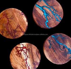 Dessous de verre en résine et bois de noyer personnalisables de la meilleure qualité, carrés et ronds, tapis en résine époxy, napperons de table pour les fêtes - Product Image 6