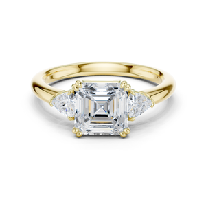 Anillo de compromiso Empress con tres diamantes cultivados en laboratorio, con diamantes de corte Asscher y Trillion, hermosa joyería certificada por GRA para chicas. - Product Image 1