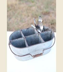 <b>Vintage</b> Galvanized <b>Cutlery</b> Holder For Dining Table Organization Offering Classic Look And Practical Utensil Storage Solution - Product Image 3