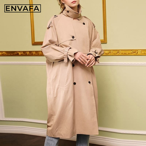 Chaquetas Cortavientos Personalizadas, Abrigo Largo Color Caqui de Moda para Mujer con Cinturón, Ropa Femenina, Chaqueta Ligera, Abrigo Tipo Gabardina para Mujer - Product Image 2