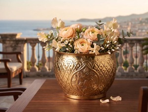 Durable Eco-Friendly Brass Metal Hammered Modern Customized Flower <b>Pot</b> Planter Vase Plant <b>Stand</b> ILAHI's ICOMP-13330 1kg Not - Product Image 2