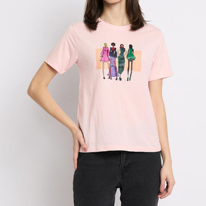 Top Trending 100% Airlume Combed and <b>Ring</b> Spun Cotton 32 Single 4.2 oz Charity Pink Womens Relaxed Jersey Short Sleeve T-Shirt - Product Image 2