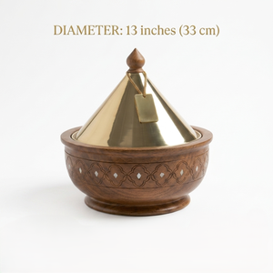Casserole en bois haut de gamme la plus vendue avec couvercle conique en métal, finition polie, design oriental, forme ronde, construction durable - Product Image 3