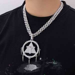 Novedad: Joyería de moda hip hop, collar geométrico vintage con incrustaciones de moissanita, colgante de la Rueda de la Sabiduría del Milenio. - Product Image 3