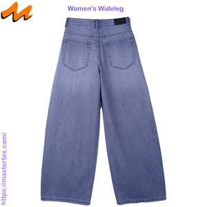 Pantalones Anchos para Mujer con Cintura Diagonal, Pliegues y Rasgaduras, Lavado Elegante, Tela 100% Algodón de 9.79 OZ - Product Image 2