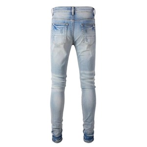 Pantalon en jean taille haute pour homme, coupe crayon, couleur unie, 100 % coton, séchage rapide, respirant, écologique, décontracté, hiver, taille moyenne, personnalisable OEM - Product Image 2