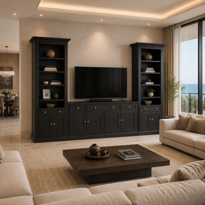 Mueble de Entretenimiento Clásico de Madera de Teca Sólida, Mueble de TV para Sala de Estar, Vitrina de Exhibición, Mueble de Almacenamiento - Product Image 5