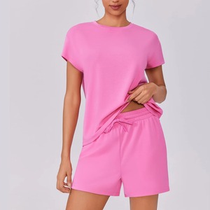 Custom Printed Women Formal Stand Collar 2pc Shorts <b>Set</b> 100% Cotton Eco-Friendly Breathable Wholesale - Product Image 5