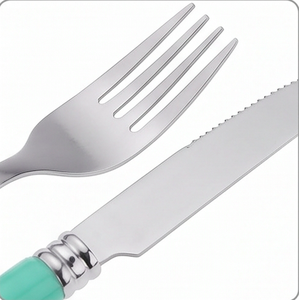 Ensemble de couverts modernes avec manches en résine turquoise, en acier inoxydable, compatibles lave-vaisselle, pour les tables de mariage - Product Image 2