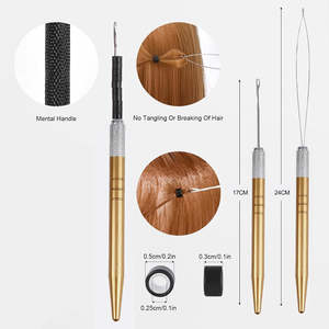 Kit d'outils professionnels de pointe pour extensions de cheveux en acier inoxydable plaqué or, matériau composite de haute qualité, tendance actuelle, pour la maison - Product Image 2
