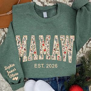 Sudadera de cuello alto extragrande para mujer, gris, con estampado de letras de Florida, manga larga, de algodón tejido, para otoño - Product Image 4