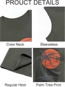 Camiseta sin mangas con cuello redondo y estampado azul claro para hombre, 100% poliéster, transpirable, ecológica, deportiva, tejido teñido, secado rápido - Product Image 6
