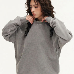 Sudadera Unisex de Algodón Lavado con Efecto Ácido, Cuello Redondo, Cálida para Otoño, Estilo Vintage Oversize, Ropa Femenina - Product Image 1