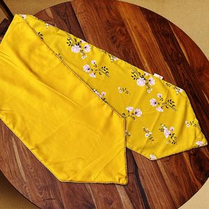 Yellow Floral Design Poly Cotton <b>Table</b> <b>Runner</b> Decorative <b>Dining</b> <b>Table</b> Linen for Home Hotel Restaurant and Wedding Decor - Product Image 2