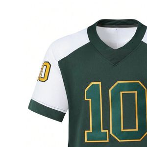 Camiseta de Béisbol Verde y Blanca para Hombre, Cuello en V, Manga Corta, Estampado Sublimado, Número 10, Ropa Deportiva, Corte Regular, Talla Adulto - Product Image 2