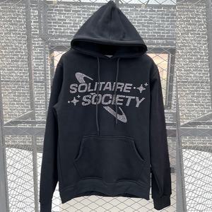 Sudaderas con capucha de lana de algodón para hombre, venta al por mayor de fábrica, ropa estampada XS 3D con diamantes de imitación bordados de ajuste Regular - Product Image 1