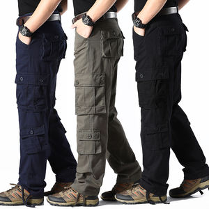 Pantalon de travail américain pour homme, personnalisable en petites séries, fabriqué en usine, couleur unie, taille mi-haute, fermeture à cordon, coupe droite - Product Image 1