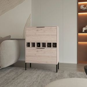 Mobile bar rettangolare Winthrop grigio chiaro con 6 bottiglie - Product Image 1