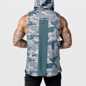 Débardeur à capuche pour homme, séchage rapide, respirant, tricoté, sportif, pour fitness et gym, vêtement de sport - Product Image 2