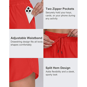 Shorts Deportivos Rojos de Alto Rendimiento para Mujer, Secado Rápido, Transpirables, con Bolsillo - Product Image 5