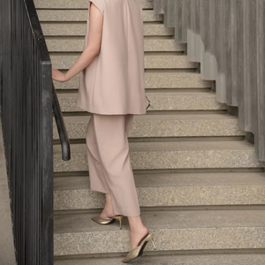 Pantalon de costume décontracté pour femme, coupe ample, taille élastique, respirant, anti-plis, séchage rapide, longueur cheville, idéal pour l'été et le bureau - Product Image 1